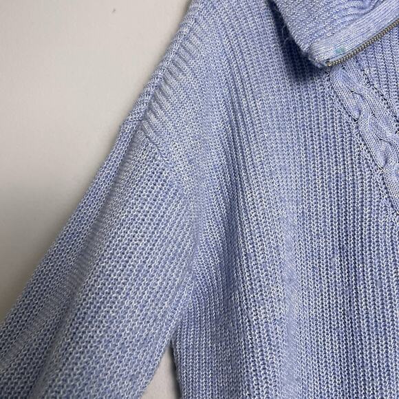 Talbots Womens 1/4 Zip Up Pullover Sweater Plus Sz 2X Blue Cable knit Office - Picture 5 of 12